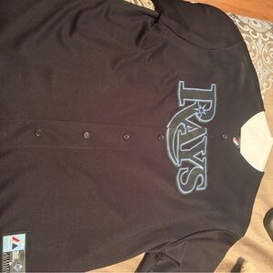 Majestic Black and Blue Rays Jersey